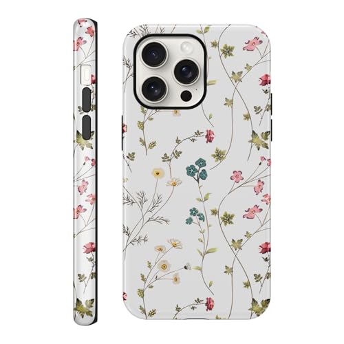 Zrutru Schutzhülle für iPhone 15 Pro Max, kompatibel mit Magsafe, weiches TPU-Blumenmuster, stoßfest, weiche Schutzhüllen für Damen und Mädchen, grüne Blätterrebe von Zrutru
