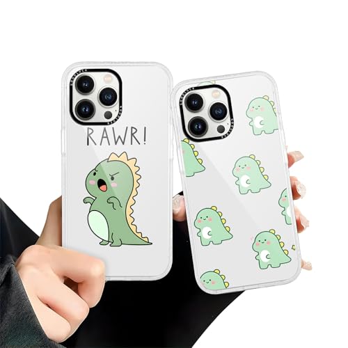Zrutru Schutzhülle für iPhone 15 Pro Max (17 cm), niedlich, transparent, Dinosaurier-Design, Funda für Damen, Mädchen, Jungen, weiches TPU, Stoßschutz, Schutzhülle für iPhone 15 Pro Max, 2 Stück von Zrutru