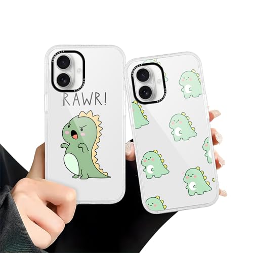 Zrutru Schutzhülle für iPhone 16 (6,1 Zoll), niedlich, transparent, Dinosaurier-Design, Funda für Damen, Mädchen, Jungen, weiches TPU, Stoßschutz, 2 Stück von Zrutru