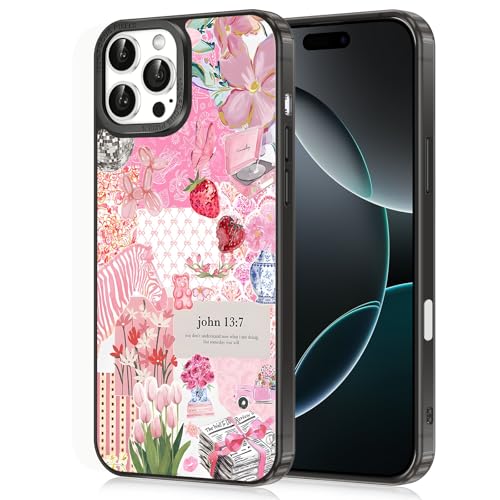 Zrutru Schutzhülle für iPhone 16 Pro Max, niedliches kokett, ästhetisches Erdbeer-Blumenmuster, stoßdämpfend, europäische Obstschleife, Collage, Handyhülle für Damen und Mädchen Zrutru Schutzhülle für iPhone 16 Pro Max, niedliches kokett, ästhetisches Erdbeer-Blumenmuster, stoßdämpfend, europäische Obstschleife, Collage, Handyhülle für Damen und Mädchen von Zrutru