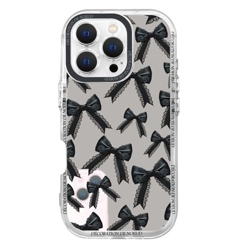 Zrutru Schutzhülle für iPhone 16 Pro Max mit schwarzer Schleife, süßes schwarzes Band, mädchenhaftes Design, Schutzhülle für Mädchen und Frauen, weiches TPU, stoßfest, Schleife, silberfarbene Funda Zrutru Schutzhülle für iPhone 16 Pro Max mit schwarzer Schleife, süßes schwarzes Band, mädchenhaftes Design, Schutzhülle für Mädchen und Frauen, weiches TPU, stoßfest, Schleife, silberfarbene Funda von Zrutru