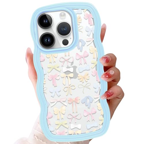 Zrutru Schutzhülle für iPhone 16 Pro mit niedlicher Schleife, 16 cm (6,3 Zoll), mädchenhafte Schleife, gewellt, transparent, für Damen und Mädchen, weich, dünn, stoßfest, Schutzhülle für iPhone 16 Pro von Zrutru