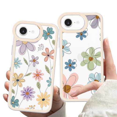 Zrutru Schutzhülle für iPhone 16e mit 15,5 cm (6,1 Zoll), niedliches Blumendesign, ästhetisch, hübsche Schutzhülle für Damen und Mädchen, transparentes Silikon, sturzsicher, 2 Stück von Zrutru