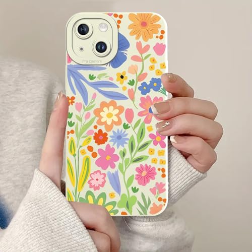 Zrutru Schutzhülle mit Blumenmuster für iPhone 14, niedliche ästhetische Blume, Funda für Mädchen und Frauen, trendig, schmale Passform, TPU, stoßfeste Schutzhülle für iPhone 14, 15,5 cm (6,1 Zoll) von Zrutru