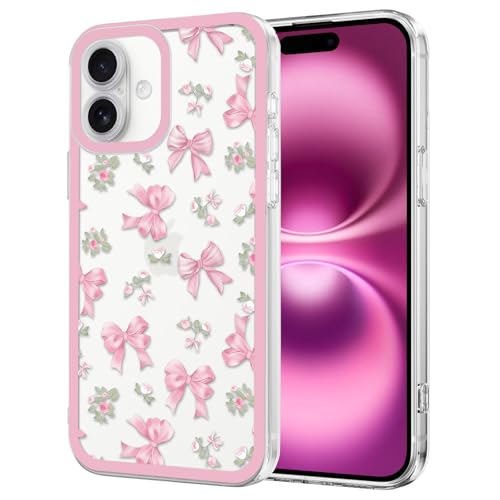 Zrutru Transparente Schleife Handyhülle für iPhone 16, für Frauen und Mädchen, Klar Niedliches Schleifenmuster, ästhetisches Schleifen-Design, weiches TPU, stoßfeste Schutzhülle, Rosenblütenschleife Zrutru Transparente Schleife Handyhülle für iPhone 16, für Frauen und Mädchen, Klar Niedliches Schleifenmuster, ästhetisches Schleifen-Design, weiches TPU, stoßfeste Schutzhülle, Rosenblütenschleife von Zrutru