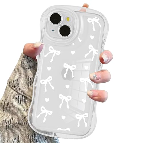 Zrutru Transparente Schutzhülle für iPhone 14 mit Schleife, hübsches ästhetisches Schleifen-Design, Funda für Mädchen und Frauen, Vollkameraobjektiv, stoßfeste Schutzhülle für iPhone 14, 15,5 cm (6,1 von Zrutru