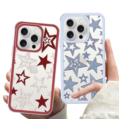Zrutru Y2K Star-Schutzhülle für iPhone 16 Pro Max 17,5 cm (6,9 Zoll), niedliche coole Sterne, ästhetisches Y3K-Trend-Design, für Damen, Mädchen, Teenager, transparent, kratzfest, schlank, Schutzhülle von Zrutru