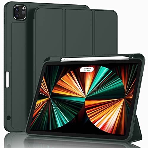 ZryXal iPad Pro 12,9 Zoll Hülle 2022/2021/2020 (6. / 5. / 4. Generation) mit Stifthalter, Smart-iPad-Hülle [unterstützt Touch-ID und automatische Wake/Sleep] mit automatischer Bleistiftladung der 2. von ZryXal