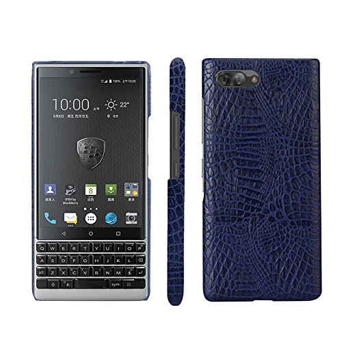Zshion Croco Schutzhülle für BlackBerry KEY2, hochwertiges PU-Leder, einfache und robuste und leichte Hülle für BlackBerry KeyTwo/Key2 (dunkelblau) von Zshion