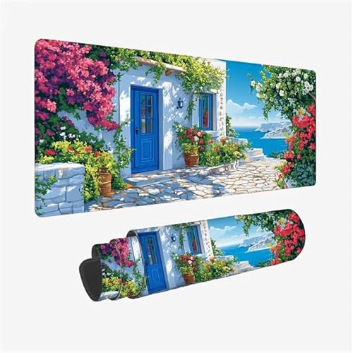 Mauspad Architektur Schreibtischunterlage Blume Mousepad XXL 800x400X0.3MM, Wetterfest Mauspad Gaming Zubehör mit Rutschfeste Gummibasis, Mouse Pad Schreibtisch Zubehör für Office Deko, Model-9576 von Zsoxooll