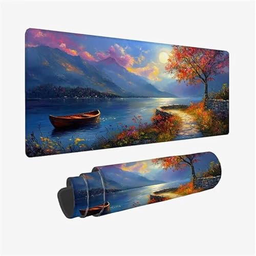 Mauspad Boot Schreibtischunterlage Landschaft Mousepad XXL 800x400X0.3MM, Wetterfest Mauspad Gaming Zubehör mit Rutschfeste Gummibasis, Mouse Pad Schreibtisch Zubehör für Office Deko Gifts, Model-9516 von Zsoxooll