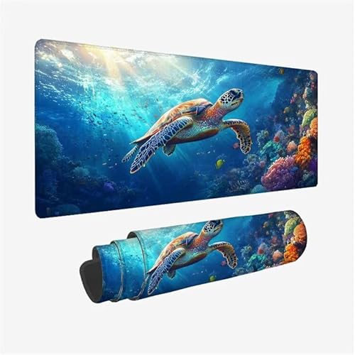 Mauspad Meeresschildkröten Schreibtischunterlage Koralle Mousepad XXL 800x400X0.3MM, Wetterfest Mauspad Gaming mit Rutschfeste Gummibasis, Mouse Pad Schreibtisch Zubehör für Office Deko, Model-8916 von Zsoxooll