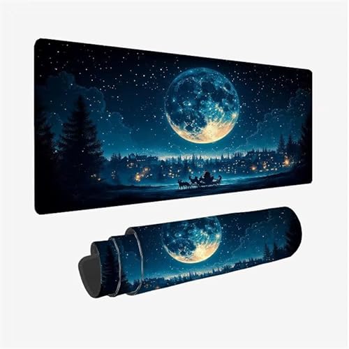 Mauspad Mond Schreibtischunterlage Sternenhimmel Mousepad XXL 1000x500X0.3MM, Wetterfest Mauspad Gaming Zubehör mit Rutschfeste Gummibasis, Mouse Pad Schreibtisch Zubehör für Office Deko, Model-8138 von Zsoxooll