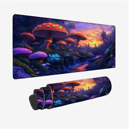 Mauspad Pilz Schreibtischunterlage Fantasie Mousepad XXL 800x400X0.3MM, Wetterfest Mauspad Gaming Zubehör mit Rutschfeste Gummibasis, Mouse Pad Schreibtisch Zubehör für Office Deko Gifts, Model-9156 von Zsoxooll