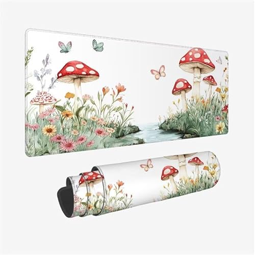 Mauspad Pilz Schreibtischunterlage Schmetterling Mousepad XXL 1000x500X0.3MM, Wetterfest Mauspad Gaming Zubehör mit Rutschfeste Gummibasis, Mouse Pad Schreibtisch Zubehör für Office Deko, Model-9338 von Zsoxooll