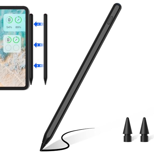 Stylus Stift mit Kabelloser Aufladung, Kompatibel mit iPad Pro (2018-2022) iPad Pro/iPad/iPad Mini/iPad Air Pencil für Apple iPad mit Palm Rejection Neigungserkennung (Schwarz) von Zspeed