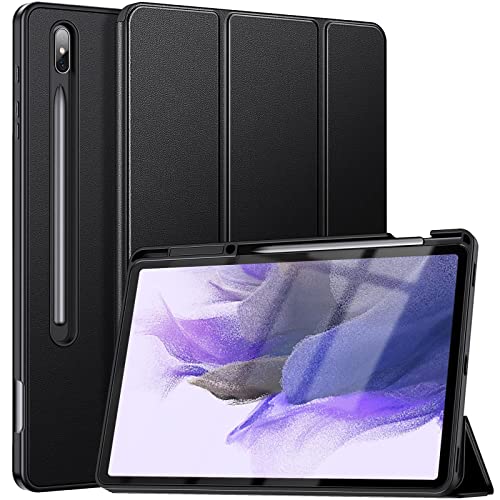 Ztotop Hülle für Samsung Galaxy Tab S7 FE/S8+/S8 Plus/S7+,Soft TPU Rückseite Abdeckung Schutzhülle mit S Pen Stifthalter,Auto Schlaf/Aufwach für S8 Plus/S7 FE/S7 Plus 12,4 Zoll Tablet, Schwarz von ZtotopCases