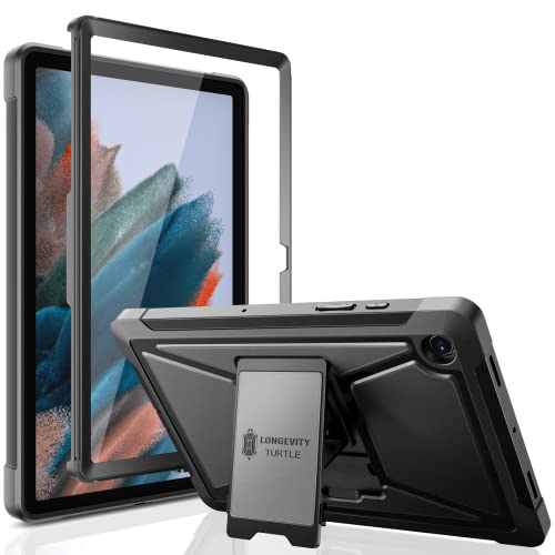ZtotopCase Hülle für Samsung Galaxy Tab A8 LTE 10.5 Zoll 2021 (SM-X200 / SM-X205) Eingebauter Displayschutz, Doppelschichtiger Stoßfester Vollschutz, mit Ständer, Schwarz von ZtotopCases