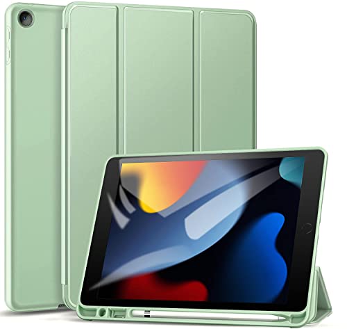 ZtotopCase für Neu iPad 9/8/7 Generation Hülle mit Stifthalter, Ultradünne Soft TPU Rückseite Abdeckung Schutzhülle, Auto Schlaf/Aufwach für iPad 10,2 Zoll 2021/2020/2019,Grasgrün von ZtotopCases