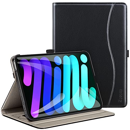 ZtotopCases Hülle für Neu iPad Mini 6 2021 8.3 Zoll,Premium PU Leder Business Folio Stand Cover mit Auto Schlafen/Wachen für iPad Mini 6. Gen, Dokumenten Karten Steckplatz, Schwarz von ZtotopCases