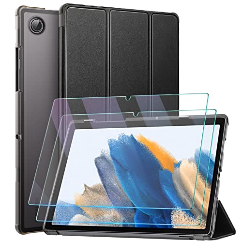 ZtotopCases Hülle für Samsung Galaxy Tab A8 10.5 2022/2021 (SM-X200/X205) mit 2 Stück Schutzfolie,Ultra Dünn mit Standfunktion und Auto Schlaf/Wach Schutzhülle Kompatibel Galaxy Tab A8 Tablet, Schwarz von ZtotopCases