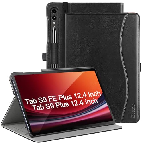 ZtotopCases Hülle für Samsung Galaxy Tab S9 FE Plus/S9 Plus 12,4 Zoll 2023, PU Leder Business Stand Folio Cover, mit Stifthalter&Mehrere Betrachtungswinkel für Tab S9 FE+ Tablet,Black von ZtotopCases
