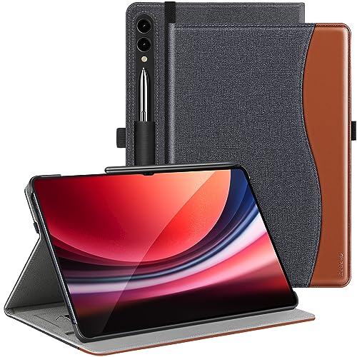 ZtotopCases Hülle für Samsung Galaxy Tab S9 Ultra/S8 Ultra 14.6 Zoll 2023/2022(SM-X910/X916/X918/X900/X906),Premium PU Leder Business Stand Folio Cover mit Auto Schlafen/Wachen, Denim/Braun von ZtotopCases