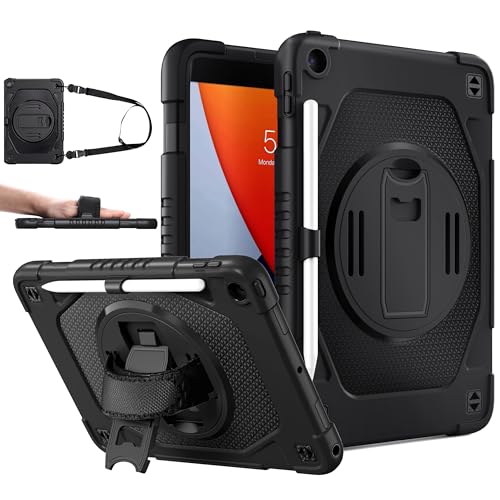 ZtotopCases iPad 10,2 Zoll Hülle für 9./8./7. Generation - Stoßfest, Sturzsicher, mit Stifthalter, 360°-Drehung und integriertem Ständer - 2021/2020/2019 - Schwarz von ZtotopCases