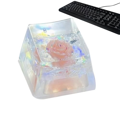 Zuasdvnk Trockenblumen Tastatur-Tastenkappe, süße Harz-Tastenkappen - Resin Trockenblumen Schlüsselkappe | Sa Profile Shine Through Translucent Esc Keycap Ersatz für mechanische Tastatur Eternal von Zuasdvnk
