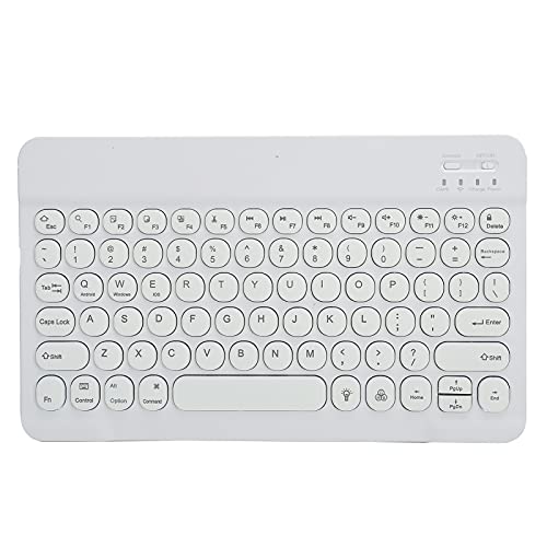 10 Zoll Schlanke, Ultrabreite Kabellose Bluetooth3.0-Tastatur, Tragbare Schreibmaschinen-Rundtasten-Wireless Mute-Tastatur mit 7-farbiger RGB-Hintergrundbeleuchtung, für Smartphones Tablet Laptop von Zunate