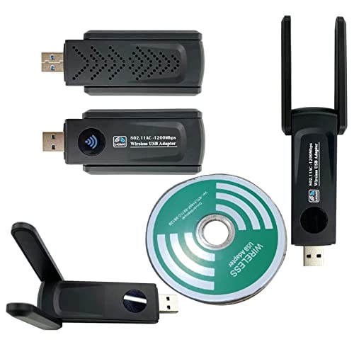 1200 Mbit/s USB WLAN Dongle, Dualband WLAN Adapter mit Antenne, für PC, Desktop und Laptop von Zunate