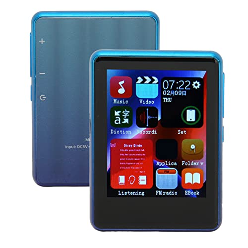 2,4 Zoll MP3 Player mit Voll Touchscreen, Bluetooth 5.0 Musikplayer mit 4 GB Flash Speicher und TF Karte, Eingebauter 3,5 mm Klinkenstecker, UKW Radio, E Book Reader Funktion (Blau) von Zunate
