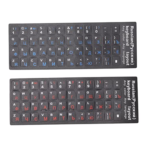 2 Stück Russische Tastatur Aufkleber für PC Computer Laptop Desktop Tastatur, Wasserdichte und Staubdichte Russische Tastatur Aufkleber für Alle 10 Zoll Bis 17 Notebook Tastaturen (1 Blau 1 Rot) von Zunate