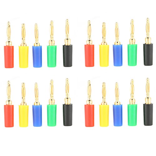20 Teile/satz 2mm Bananenstecker, gemischte Farben Bananenstecker Lautsprechertestsonden Verstärkeranschluss für Lautsprecherkabel Lautsprecherkabel für elektrische Tests für Instrumente von Zunate