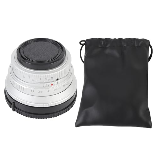 25mm F1.7 F22 Handbuch Kameraobjektiv, Halbrahmen/APS-C Großer Blende Manuelle Fokusobjektiv mit Vorderer Kappe für G1 G2 G3 G5 G6 G7 M4 / 3 Spiegelloser Kamera Montieren (Silver) von Zunate