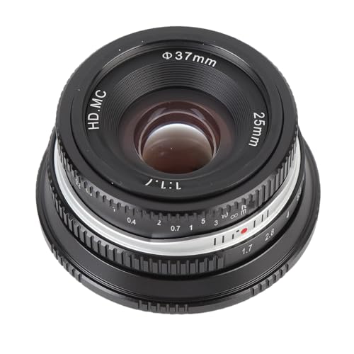 25mm F1.7 Manuelles Fokus Festgelegtes Objektiv für A6400 A6500 A6600 10 1 A7II A73, GroßE Blenden -Weitwinkel -Handschubstonobjektiv mit Nex Mount E -Montage Spiegelloser (Black) von Zunate