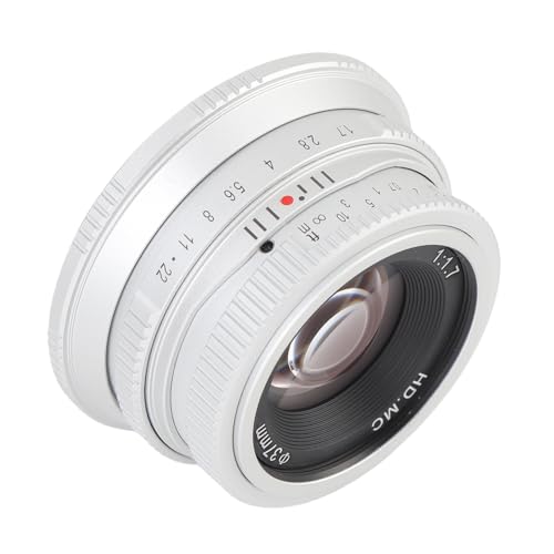 25mm F1.7 Manuelles Fokus Festgelegtes Objektiv für A6400 A6500 A6600 10 1 A7II A73, GroßE Blenden -Weitwinkel -Handschubstonobjektiv mit Nex Mount E -Montage Spiegelloser (Silver) von Zunate