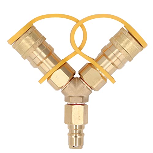 3/8-Zoll-Gas-Y-Splitter, Erdgas-Schnellkupplungs-/Trennadapter gleichzeitig für zwei NG- und LPG-Einheiten, Grills, Campingkocher, Feuerstellen im Innenhof 3/8-Zoll-Gas-Y-Splitter, Erdgas-Schnellkupplungs-/Trennadapter gleichzeitig für zwei NG- und LPG-Einheiten, Grills, Campingkocher, Feuerstellen im Innenhof von Zunate