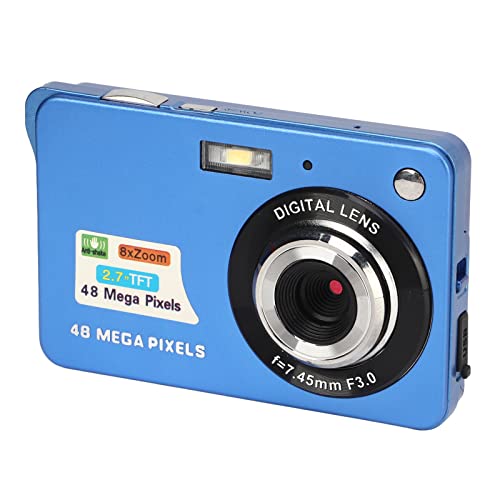 4K-Digitalkamera mit 2,7-Zoll-LCD-Bildschirm, 48-Megapixel-8-fach-Zoom-Kompaktkamera mit Fülllicht, Wiederaufladbare Digitalkameras für Anfänger, Unterstützung für Serienaufnahmen (Blau) von Zunate