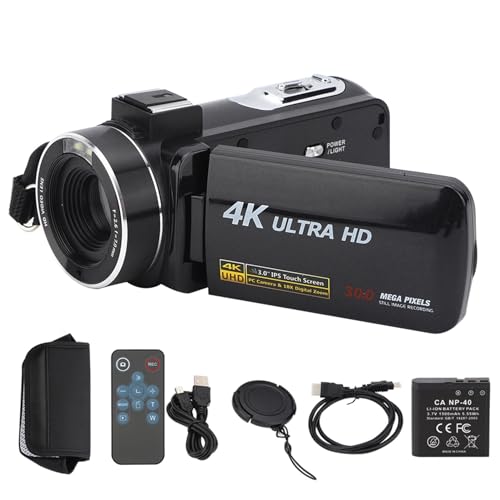 Zunate 4K-Videokamera-Camcorder, 3-Zoll-IPS-Touchscreen, 18-facher Digitalzoom, Intelligente Gesichtserkennung und Fokussierung, Unterstützung der während des Ladevorgangs, von Zunate