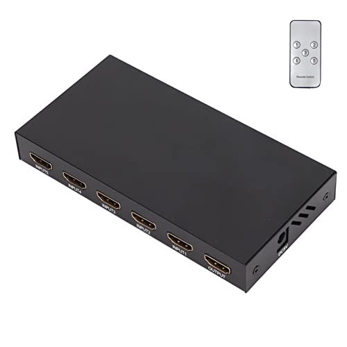 4Kx2K HDMI Switch, 5 Ports 4K 60Hz HDMI Switcher Audio & Video Selector Boxes mit IR-Fernbedienung, High Speed ​​(max. 3,4 Gbit/s), für PS3/4, für Switch, für Xbox 360 (EU-Stecker) von Zunate
