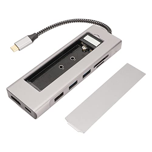 8 in 1 USB C Hub, 5 Gbit/s Übertragungs USB C Adapter mit USB3.0, USB2.0, 100 W PD, SD Kartensteckplatz, TF Kartensteckplatz, 4K HDMI Schnittstelle und M.2 SSD Gehäuse von Zunate