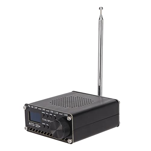 ATS 20 Plus Funkempfänger, Si4732 Tragbarer Kleiner Vollband-Funkempfänger FM AM MW SW und SSB LSB USB, 1,5-W-Lautsprecher, Antenne und Gehäuse aus Aluminiumlegierung von Zunate