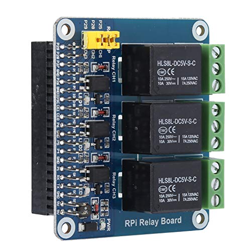 Bindpo Relaismodul, AC 250V/5A, DC 30V/5A, GPIO-Schnittstelle 3-Wege-Relaismodul-Erweiterungsmodul mit Optokopplerisolation, Passend für Raspberry Pi A +/B +/2B/3B/4B (Raspberry Pi 3-Wege-Relais) von Zunate
