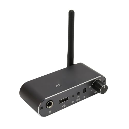 Bluetooth-Audio-Adapter, Kabelloser HiFi-Audio-Receiver für Musik-Streaming-Soundsystem mit 3,5-mm-AUX-, Cinch-Ausgang, Koaxial- und Mikrofon-Eingang, Funktioniert mit Telefonen, von Zunate