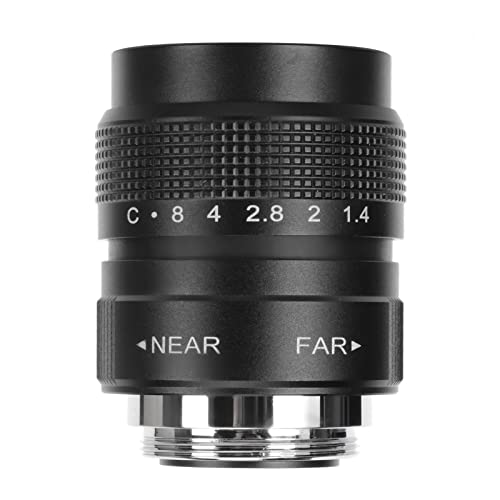 CCTV-Objektiv für C-Mount-Kamera, 25 Mm F1,4 CCTV-Kameraobjektiv mit Manueller Fokussierung, 19,6 Betrachtungswinkel, für Bar, Laden, Parkplatz, Haus, Lagerhaus (Schwarz) von Zunate