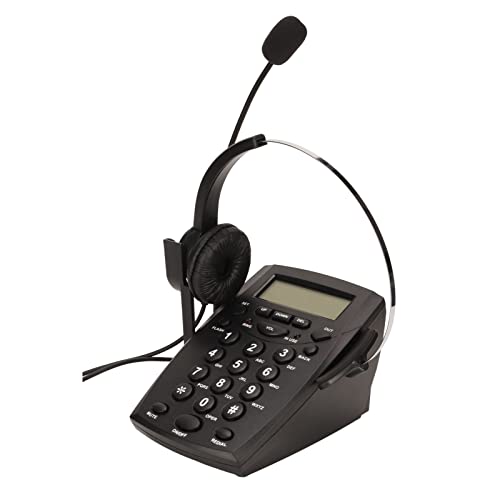 Callcenter-Telefon mit Headset, Schnurgebundenes Headset-Telefon mit Wähltasten FSK DTMF-Anrufer-ID Festnetz für Callcenter-Büro zu Hause von Zunate