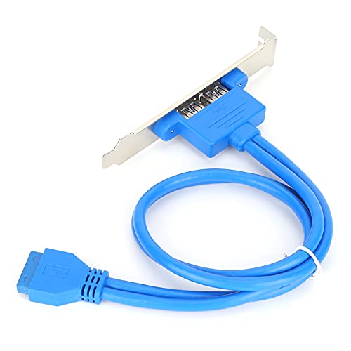 Doppel-USB-Baffle-Kabel, 50cm Motherboard 19 Pin auf Dual Port A Buchse Verlängerung Rückwandhalterung (Blau) von Zunate
