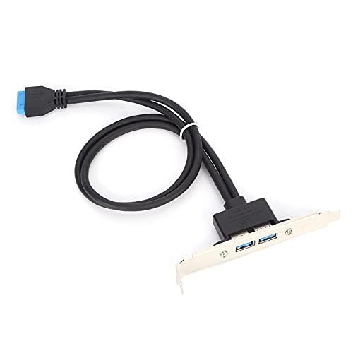 Doppel-USB-Baffle-Kabel, 50cm Motherboard 19 Pin auf Dual Port A Buchse Verlängerung Rückwandhalterung (Schwarz) von Zunate