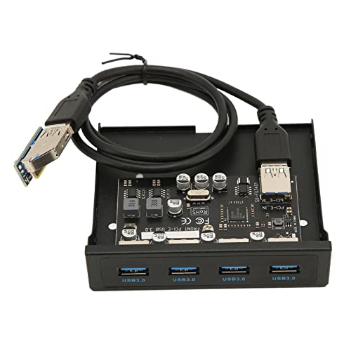 Front Panel PCIE zu USB 3.0 Hub mit 4 Ports, 3,5 Zoll PC Front Panel Interner Kartenleser PCIE USB Adapter mit 4 X USB 3.0 Output Port für Computer Gehäuse Front Bay von Zunate